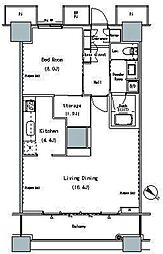 ザ・東京タワーズミッドタワー 7階1LDKの間取り