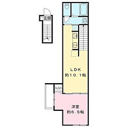 京王線 飛田給駅 徒歩9分の賃貸アパート 2階1LDKの間取り