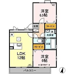 エーデルハイムA 2LDKの間取図画像