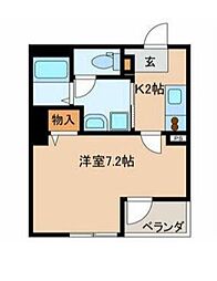 ギャルドタスリール 1Kの間取図画像