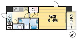 エスリード神戸三宮パークビュー ワンルームの間取図画像
