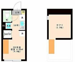 ＪＵＮＥ 2階ワンルームの間取り