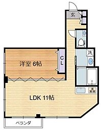 チェリーブロッサム 2階1LDKの間取り
