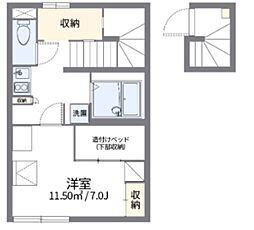 レオパレスのぼり川 1Kの間取図画像