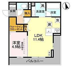 川越市新宿町1丁目アパート 1LDKの間取図画像