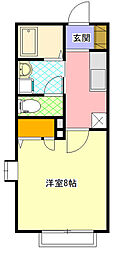 コーポ北澤3 1Kの間取図画像