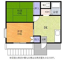 メゾン花田 2DKの間取図画像