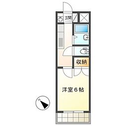 リヴィエール1 1Kの間取図画像