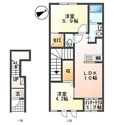 ピアチェーレ 2LDKの間取図画像