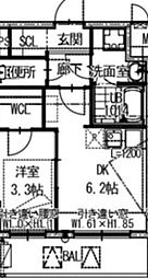 ARCA堺綾之町 4階1DKの間取り