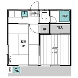 矢留荘 2Kの間取図画像
