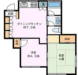 ウッディーハウス 2DKの間取図画像