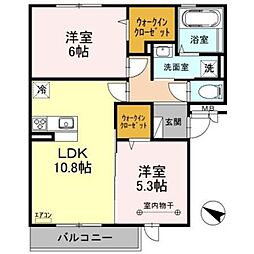 リヴェール 2LDKの間取図画像