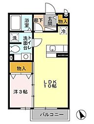 アムールヒルズ 1LDKの間取図画像