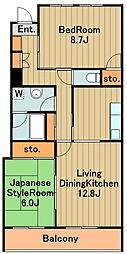 カセリオ五月台 2LDKの間取図画像