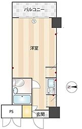 スカイコート鶴見第2 5階ワンルームの間取り