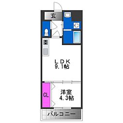 GrandPacific帝塚山Innovation 1LDKの間取図画像