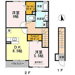 ミル・クレール 2DKの間取図画像