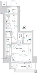 JR山手線 五反田駅 徒歩8分の賃貸マンション 7階1Kの間取り