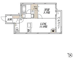 ノートス上野桜木 1LDKの間取図画像