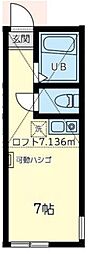 ユナイト南太田ラ・ヴィレンヌ ワンルームの間取図画像