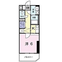 ルネス六本松 1Kの間取図画像