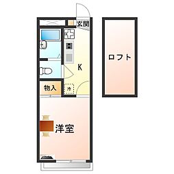 レオパレスササ 1Kの間取図画像