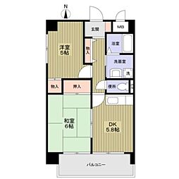 サンロイヤル 2DKの間取図画像