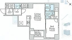 アイルプレミアム月島 1LDKの間取図画像