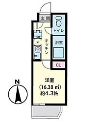 都営浅草線 中延駅 徒歩4分の賃貸マンション 3階1Kの間取り