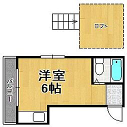 プレテ別府 ワンルームの間取図画像