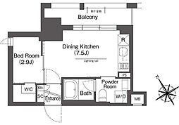 BluRock後楽園 1DKの間取図画像