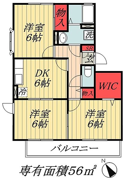 メゾンドサンセール8番館 ｜千葉県市川市下新宿(賃貸アパート3DK・2階・56.00㎡)の写真 その2