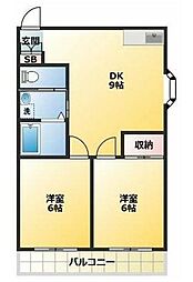 フォーシーズン 2DKの間取図画像