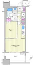 都営大江戸線 勝どき駅 徒歩10分の賃貸マンション 17階1LDKの間取り