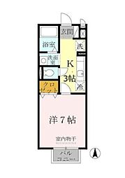 クリエ西山本 1Kの間取図画像