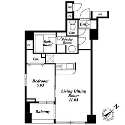 セントラルクリブ六本木1 1LDKの間取図画像