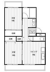 泉ハイツ 2DKの間取図画像