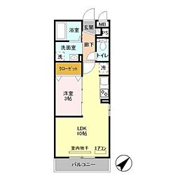 ソレイユC 1LDKの間取図画像