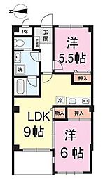 プルニエ5 2LDKの間取図画像