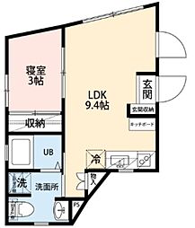 パークフロント小山台 3階1LDKの間取り