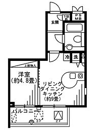 ラナイコート1596 1LDKの間取図画像