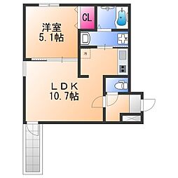 フジパレス津久野東 1LDKの間取図画像