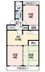 ロイヤルグリーン八千代3号棟 3DKの間取図画像