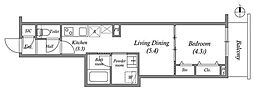PRIMEGARDENWAKAGI 1LDKの間取図画像