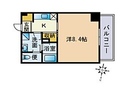 ParkBear業平 1Kの間取図画像