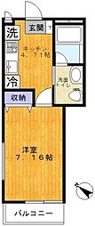 フェリーチェ目黒 3階1Kの間取り
