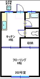コーポ天野 1Kの間取図画像