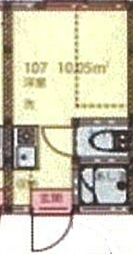 ゴールデンヒルズ 1階ワンルームの間取り