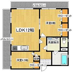 大産長丘ビル 2LDKの間取図画像